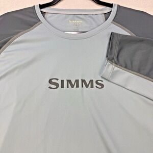 Simms Rash Guard Shirt Men 2XL Light BlueLogo SunGuard L/S Fishing
